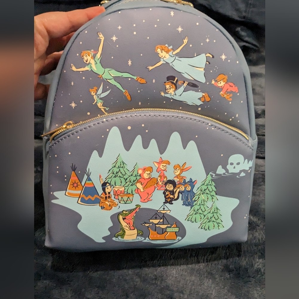 Peter Pan flying over Neverland mini loungefly backpack